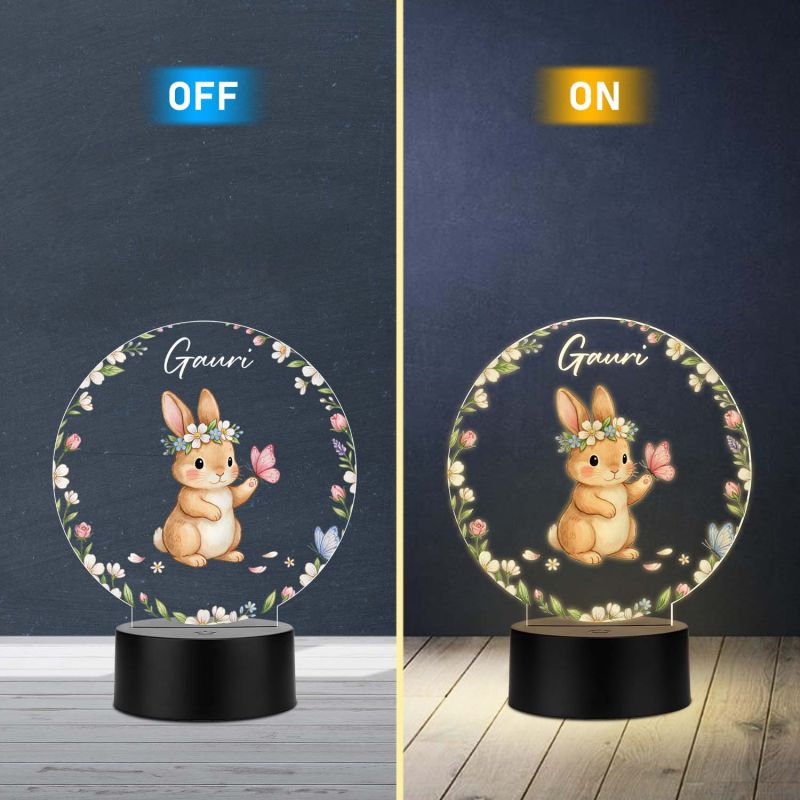 Customized Rabbit UV Print 3D LED Desk Lamp – Kids Room Gift